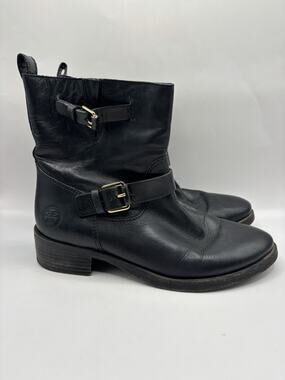 Tory Burch Bennie Moto Black Leather Boots Women Size 9